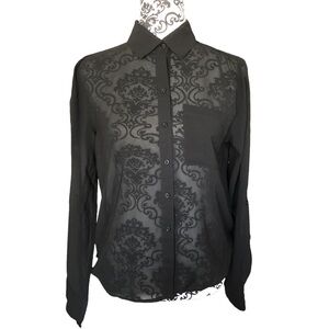 Aeropostale Black Sheer Button-down Shirt